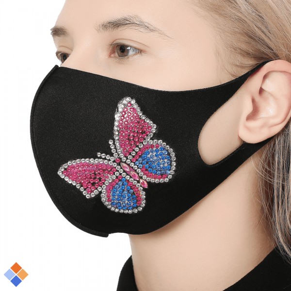 Pink Blue Butterfly Face Mask
