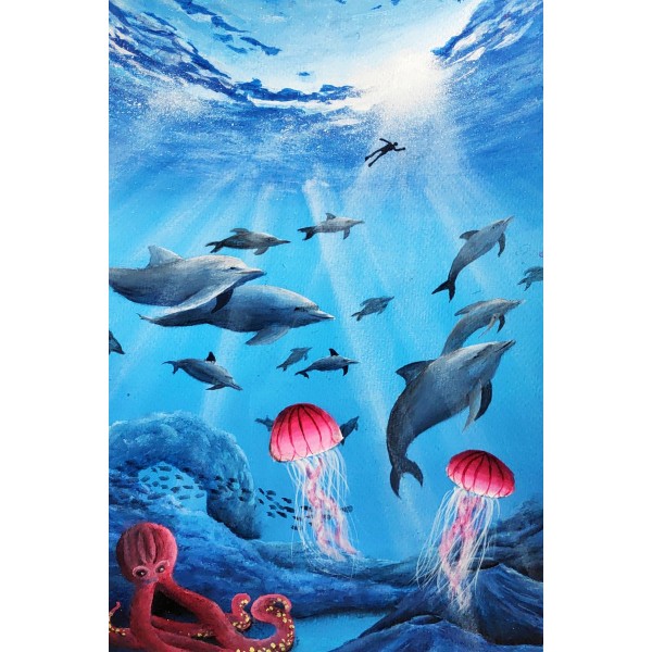 Dolphins Under Ocean