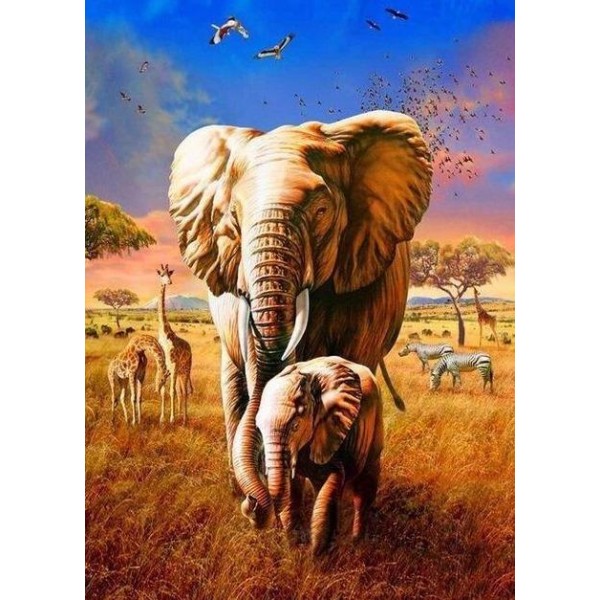 African Elephants Together