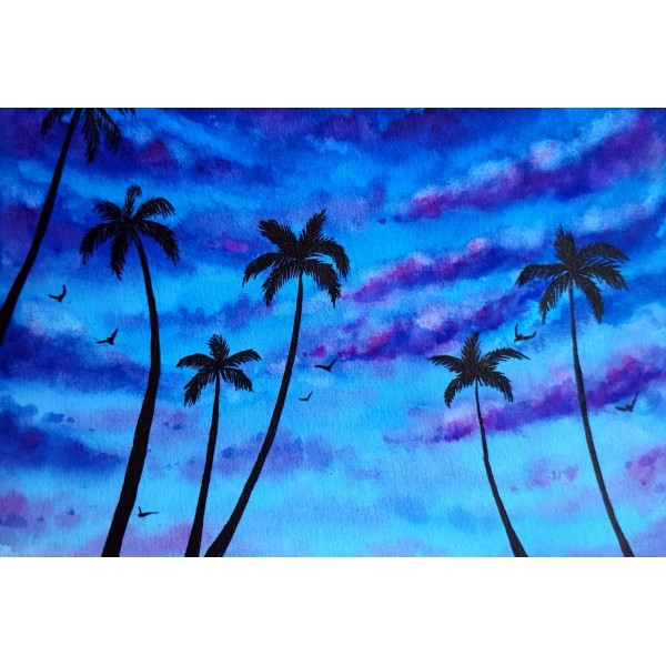 Blue Sky behind Palm Trees