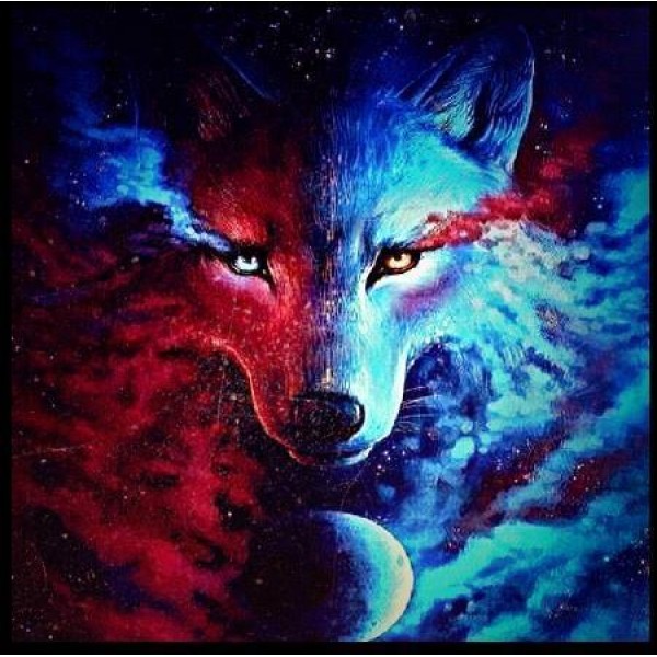 Blue and Red Wolf