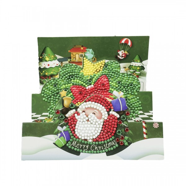 3D Christmas Card Santa Green