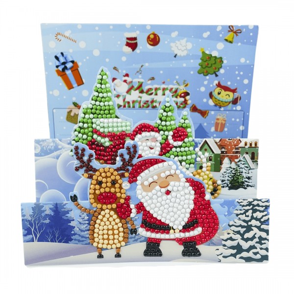 3D Christmas Card Santa Reindeer