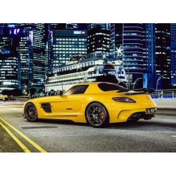 Yellow Sports Car in the City