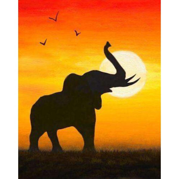 Elephant at African Sunset