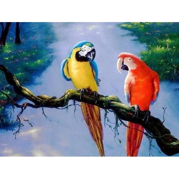 Two Parrots in a Tree