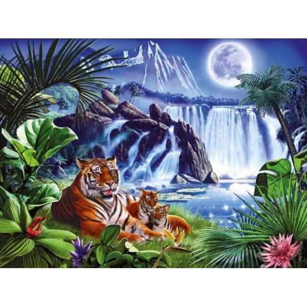 Tigers at the Waterfall