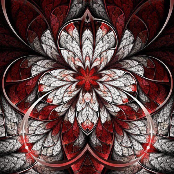 Abstract Flowers Red