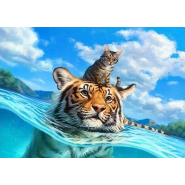 Tiger with Cat in the Water